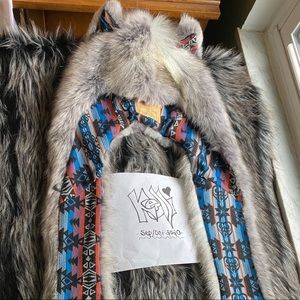 Spirithoods Blue Knit Timber Wolf Spirit Hood